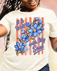 100% Cotton It Is Well with My Soul Crew Neck Short Sleeve Tshirt