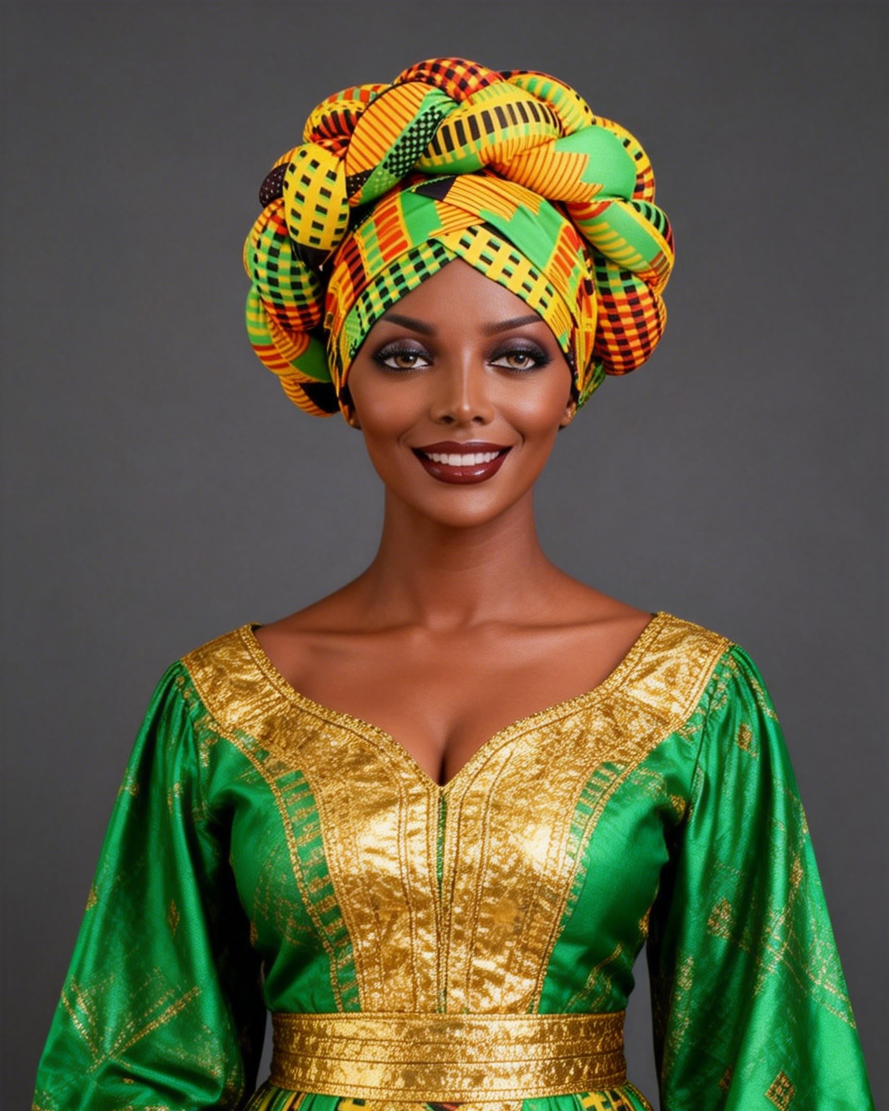 African Print 3D Puff Braid Headwrap