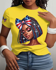 100% Cotton 250th anniversary Black Woman Crew Neck Short Sleeve Tshirt