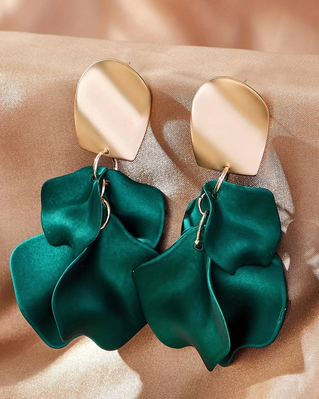 Elegant Rose Flower Steel Pin Drop Earrings