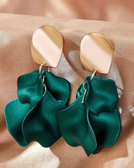 Elegant Rose Flower Steel Pin Drop Earrings