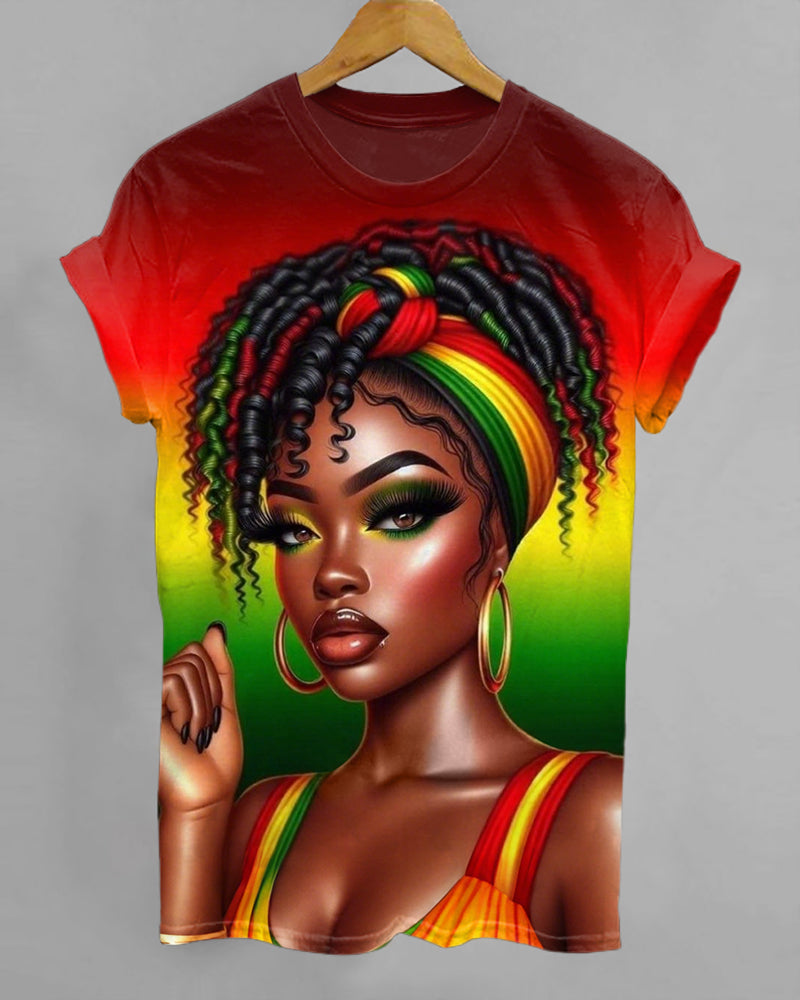 Gradient Black Woman Illustrations Short Sleeve Tshirt