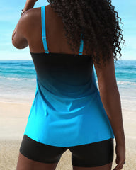 Ombre Ruffle Trim Two-Piece Bikini