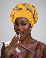 Sequin Splicing Braided Turban Hat Headscarf Hat