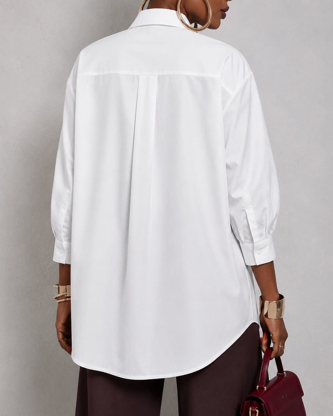 Loose Three-Quarter Sleeves Buttoned Contrast Color Printed Split-Joint Lapel Blouses&Shirts Tops