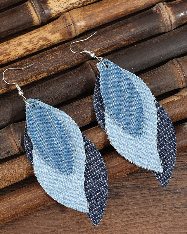 Denim-style Leaf Retro Earrings