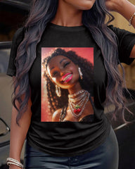 100% Cotton Happy Laughing Print Crew Neck Short Sleeve Tshirt