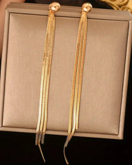 Simple Daily Long Tassel Earrings, Elegant Romantic Korean Retro Fashion Earrings
