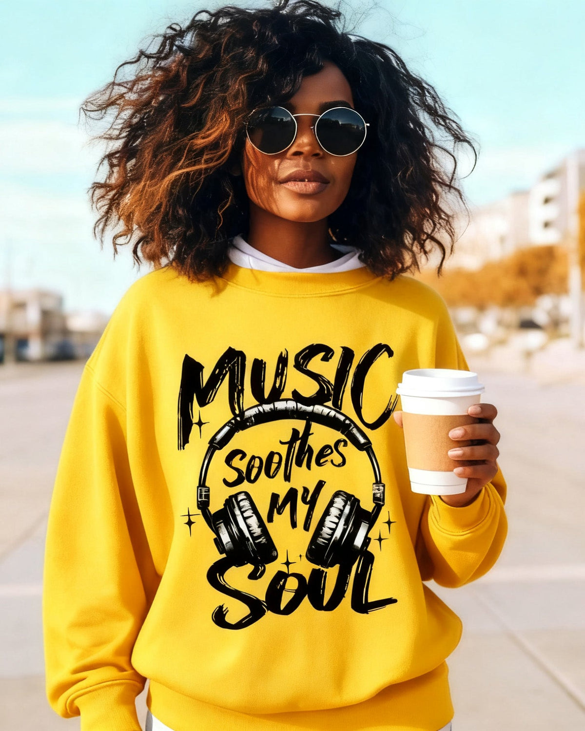 Music Soothes My Soul Crewneck Long Sleeve Sweatshirt