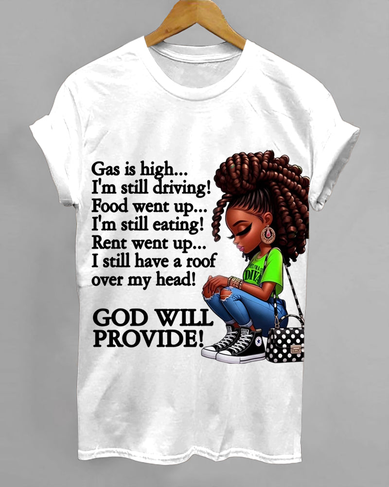 100% Cotton God Will Provide Crew Neck Short Sleeve Tshirt