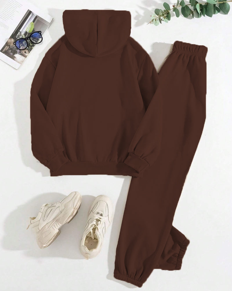 Abstract Art Print Sleeve Hoodie Two Pieces Set