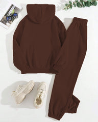 Abstract Art Print Sleeve Hoodie Two Pieces Set