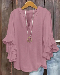 V-Neck Ruffle Lace sleeves Blouse