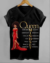 100% Cotton Black Queen V Neck Short Sleeve Tshirt