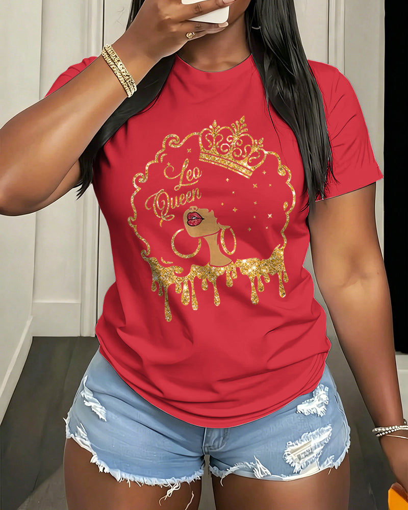 100% Cotton Leo Queen Crew Neck Short Sleeve Tshirt