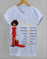 100% Cotton Black Queen V Neck Short Sleeve Tshirt