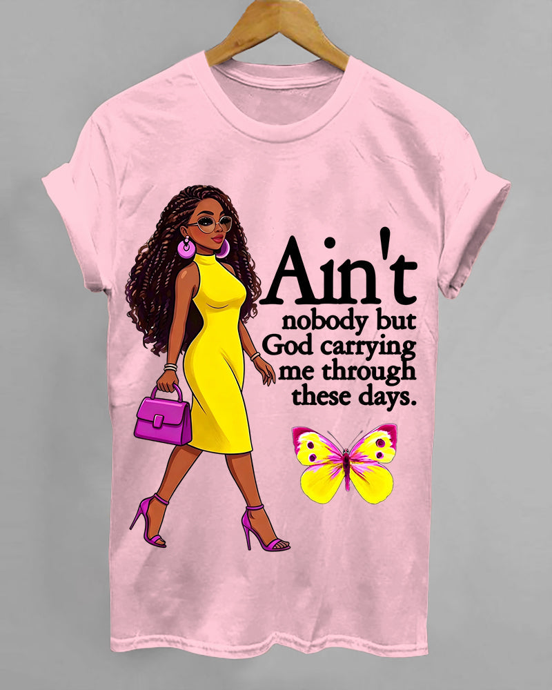 100% Cotton God Carrying Me Crew Neck Short Sleeve Tshirt
