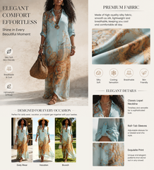 Silk Texture Abstract Print Relaxed Maxi Shirt Dress
