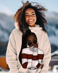 Sweater Coffee Brown Girl Long Sleeve Hoodie