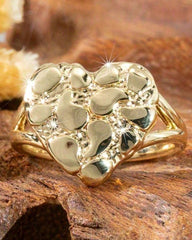 Women's Nugget Gold-Plated Heart Ring