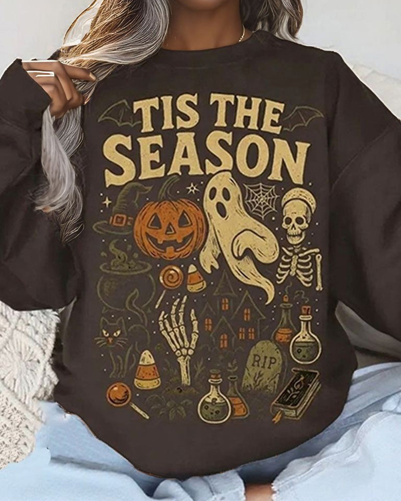 Retro Halloween Cotton Long Sleeve Sweatshirt