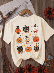 Halloween Cotton Crew Neck Short Sleeve T-shirt