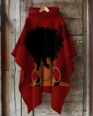 Curly Earrings Women Hooded Warm Shawl Cape