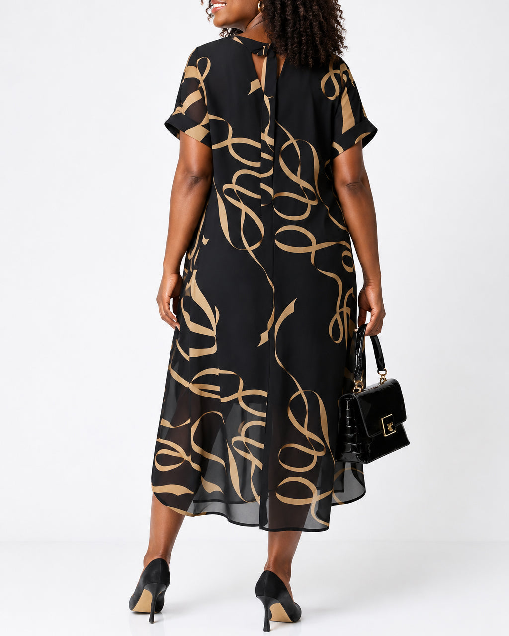 Women's Elegant Printed V-neck Chiffon Dress