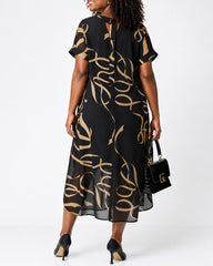 Women's Elegant Printed V-neck Chiffon Dress