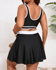 Plus-size Black and White Bikini Skirt Two-piece Swimsuit