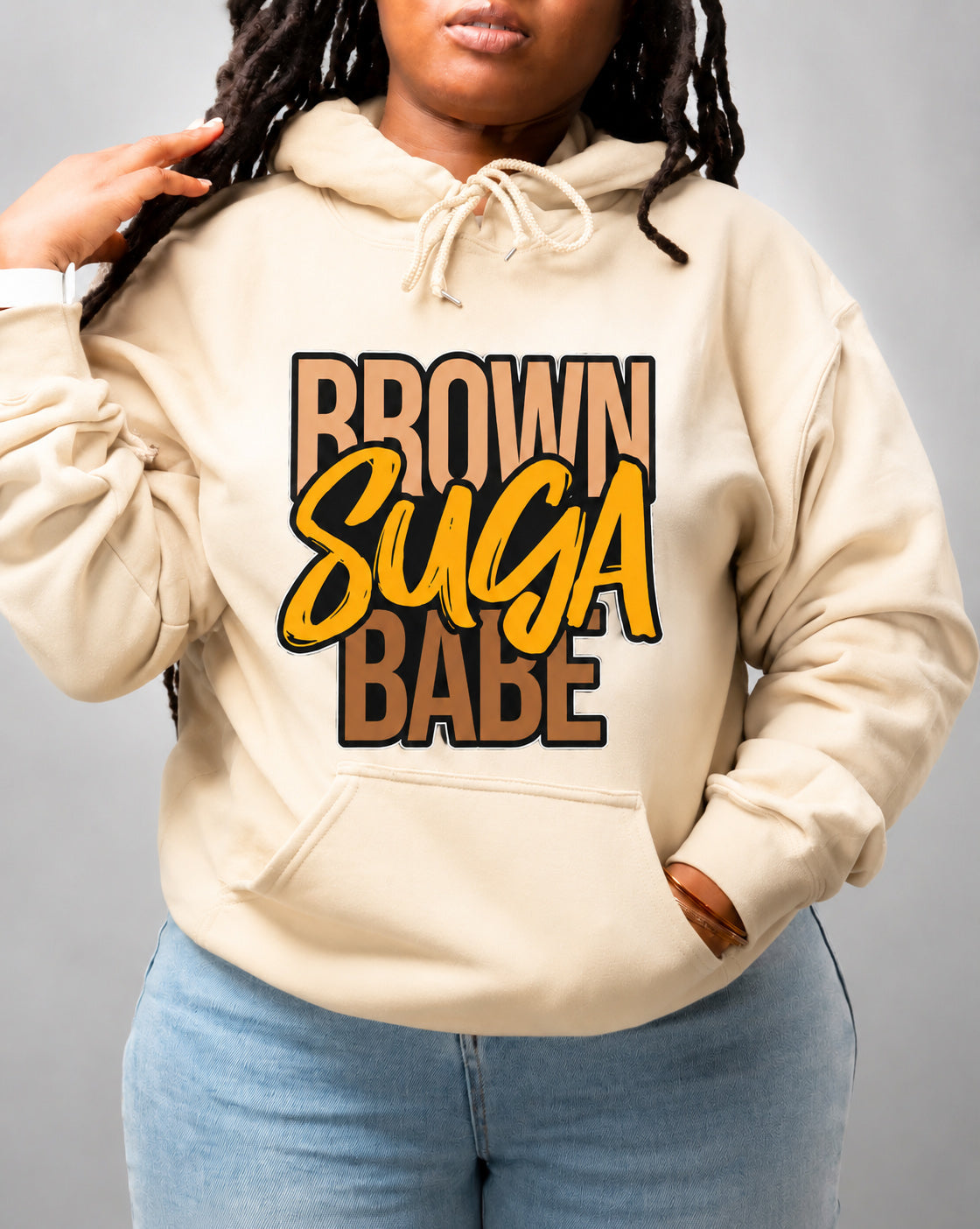 Women's Brown Suga Babe Cotton Long Sleeve Hoodie