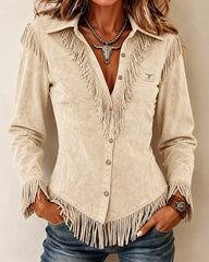 Western Cowboy Style Fringed Long-sleeved Shirt