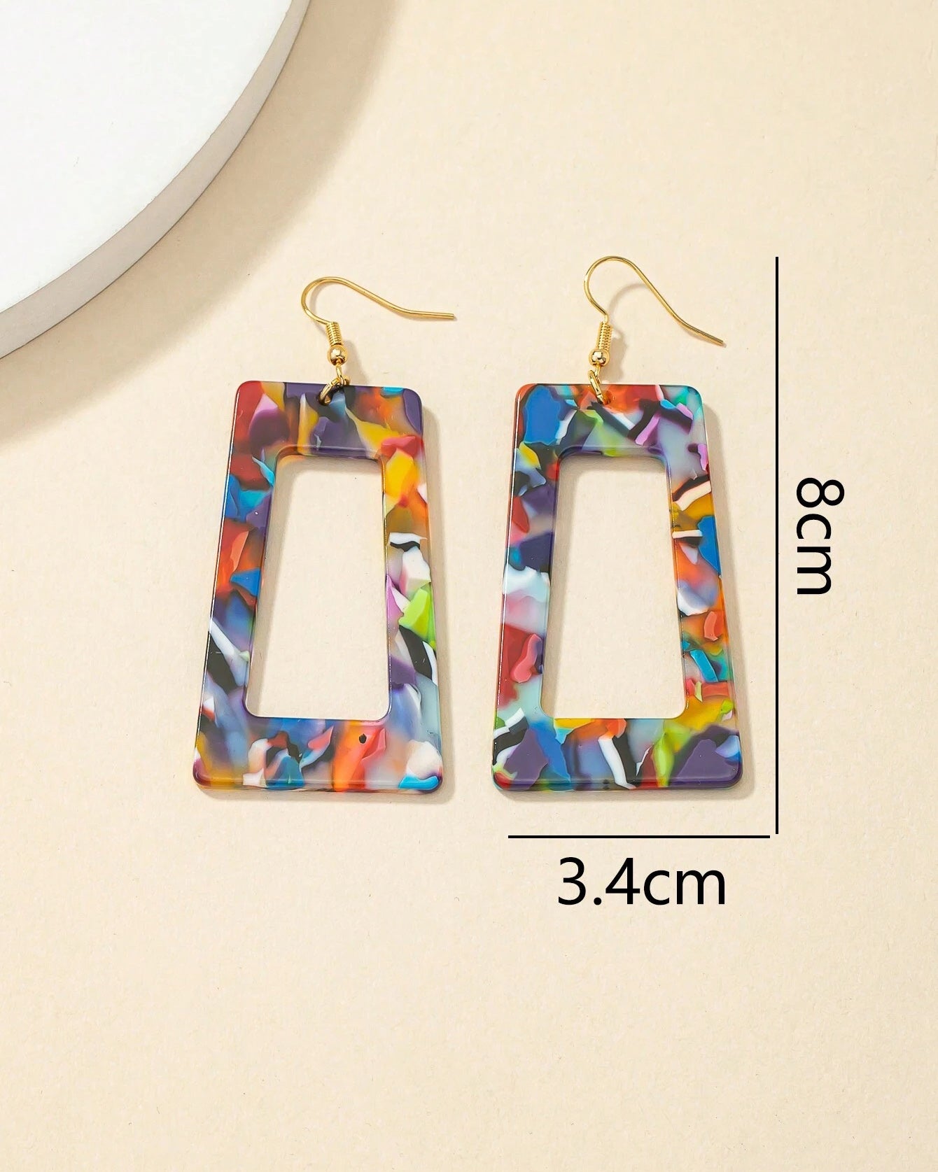 Cute Colorful Geometric Square Shaped Earrings