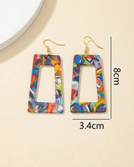 Cute Colorful Geometric Square Shaped Earrings