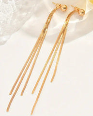 Simple Daily Long Tassel Earrings, Elegant Romantic Korean Retro Fashion Earrings
