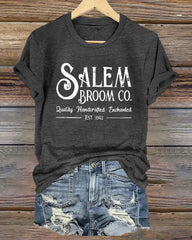 Salem Broom Co Quality Handcrafted Enchanted Est 1692 Halloween T-Shirt
