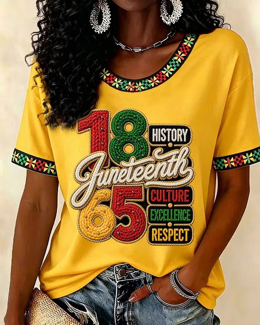 Juneteenth 1865 African American Pride Crew Neck Short Sleeve Tshirt