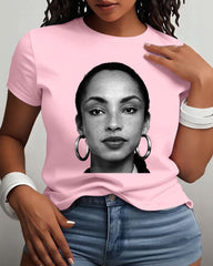 100% Cotton Graphic Sade Adu Heavy Crew Neck Short Sleeve Tshirt