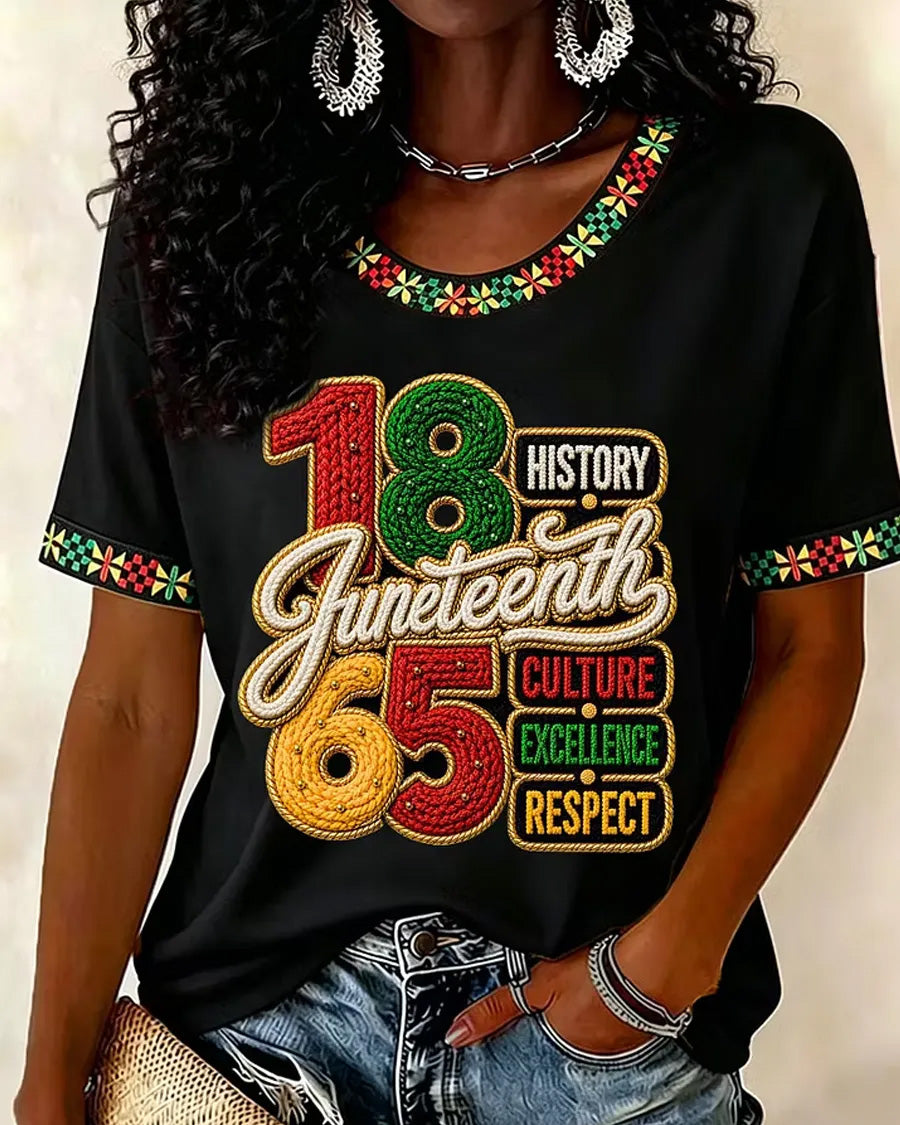 Juneteenth 1865 African American Pride Crew Neck Short Sleeve Tshirt