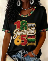 Juneteenth 1865 African American Pride Crew Neck Short Sleeve Tshirt