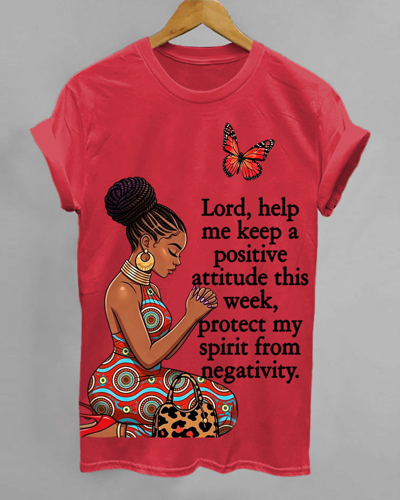 100% Cotton Lord,help Me Keep A Positive Attitude Crew Neck Short Sleeve Tshirt