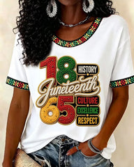 Juneteenth 1865 African American Pride Crew Neck Short Sleeve Tshirt
