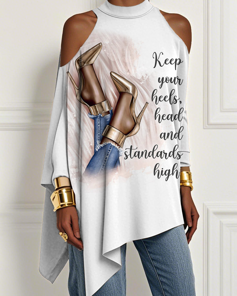 Keep Your Heels Irregular Off-shoulder Top