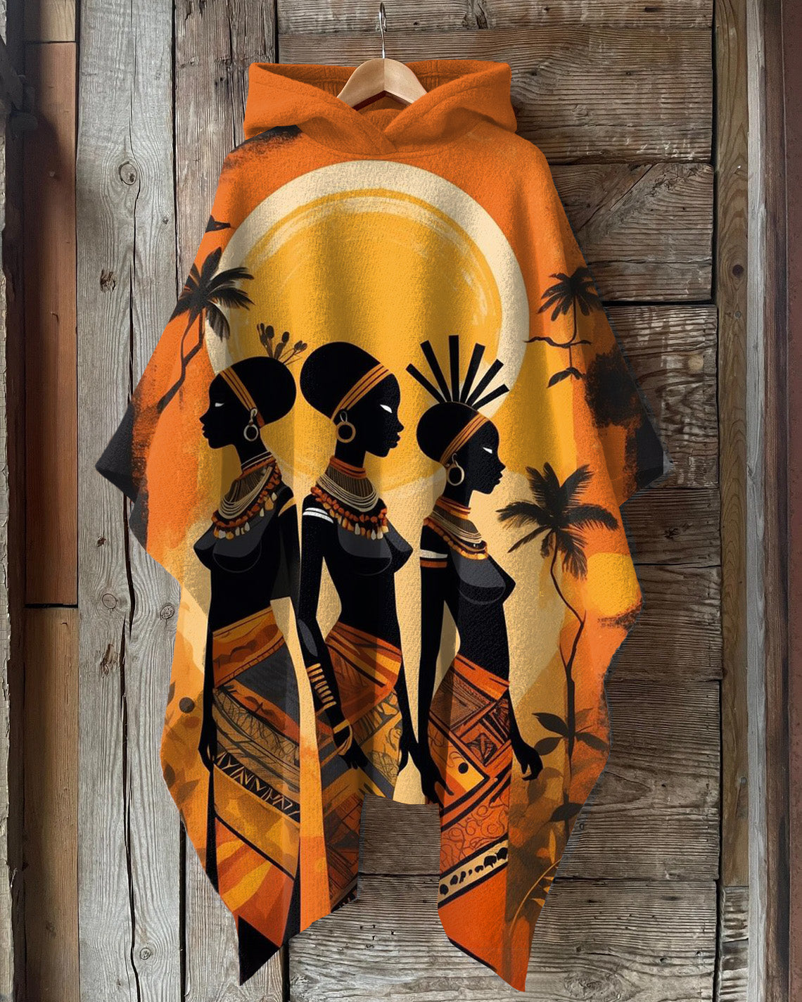 Brave Girl Oil Painting Hooded Warm Shawl Cape