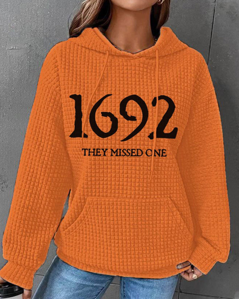 Women's 1692 They Missed One Salem Witch Print Waffle Hoodie