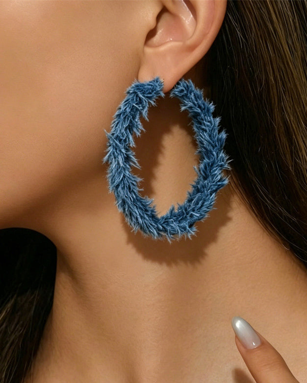 Fashionable Casual Western Cowboy C-Shaped Hoop Round Exaggerate Earrings