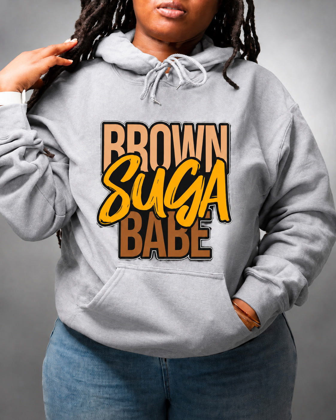 Women's Brown Suga Babe Cotton Long Sleeve Hoodie