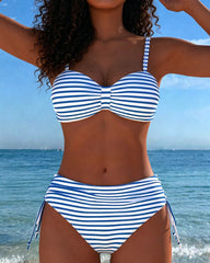 Ombre Color Block Wavy Stripe Bikini