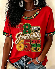 Juneteenth 1865 African American Pride Crew Neck Short Sleeve Tshirt