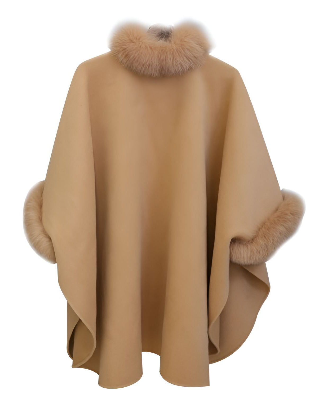 Autumn-Winter Hepburn-Style Wool Cape Coat (Rabbit Fur Collar) | Perfect for Self & Gift for BFF/Sister/Family